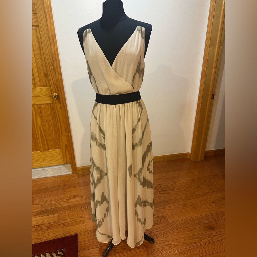 Express Cream tie dye design Maxi Dress with elastic waist Size M